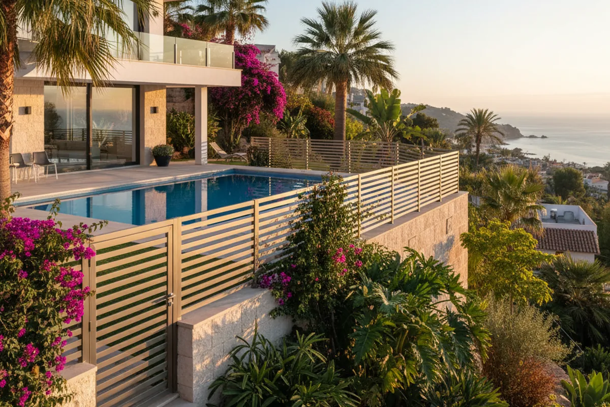 Gartenzäune & Sichtschutz-Einrichtung auf einer mediterranen Terrasse in Benalmádena, Costa del Sol