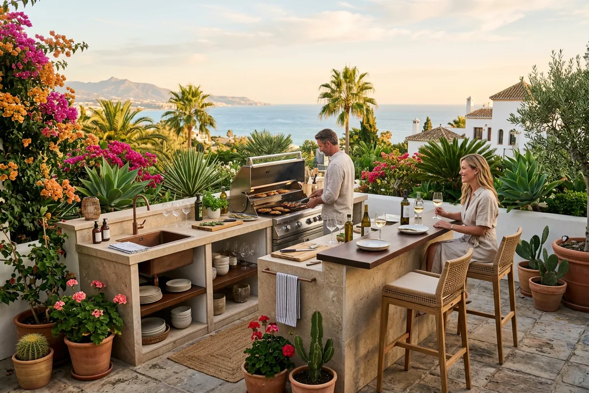 Außenküchen-Einrichtung auf einer mediterranen Terrasse in Estepona, Costa del Sol