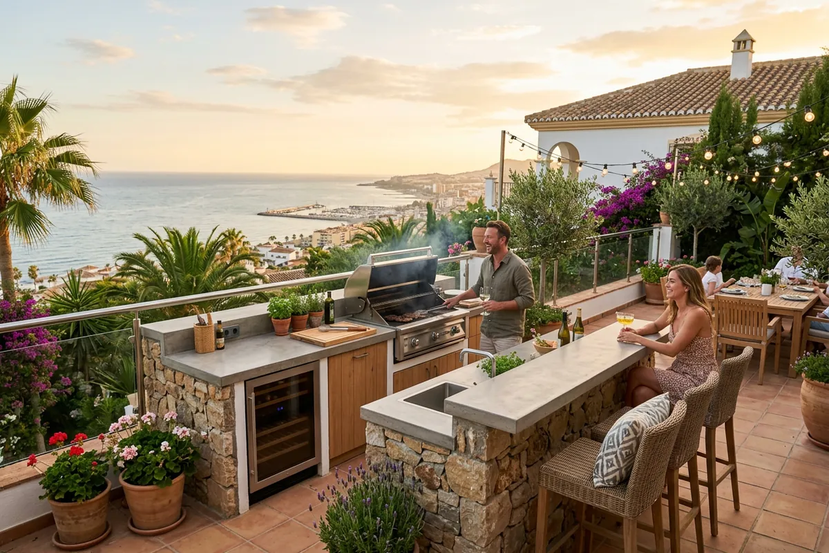 Außenküchen-Einrichtung auf einer mediterranen Terrasse in Fuengirola, Costa del Sol