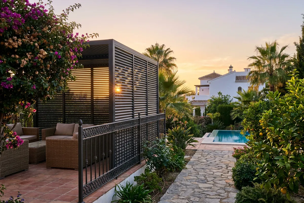 Gartenzäune & Sichtschutz-Einrichtung auf einer mediterranen Terrasse in Málaga, Costa del Sol