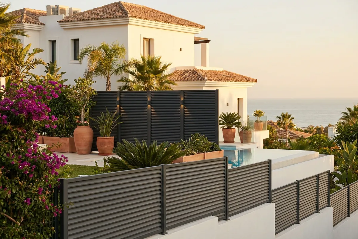 Gartenzäune & Sichtschutz-Einrichtung auf einer mediterranen Terrasse in Manilva, Costa del Sol