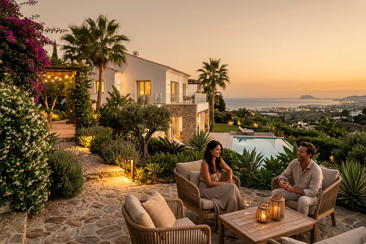 Installation de éclairage extérieur sur une terrasse méditerranéenne à Manilva, Costa del Sol
