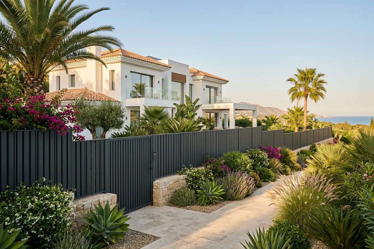 Gartenzäune & Sichtschutz-Einrichtung auf einer mediterranen Terrasse in Marbella, Costa del Sol