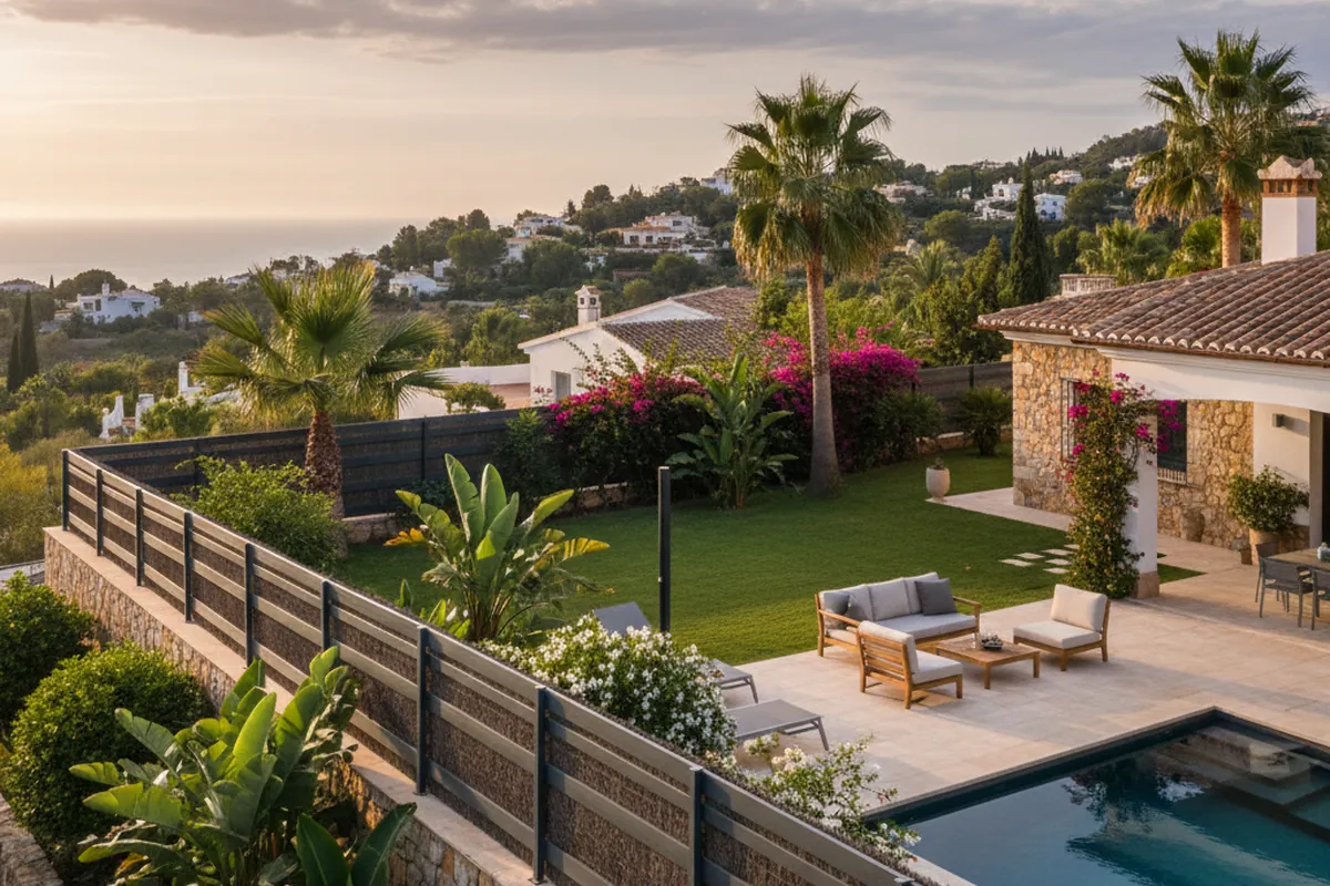 Gartenzäune & Sichtschutz-Einrichtung auf einer mediterranen Terrasse in Mijas, Costa del Sol