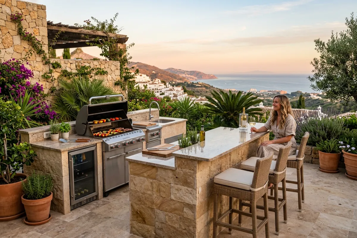 Außenküchen-Einrichtung auf einer mediterranen Terrasse in Mijas, Costa del Sol
