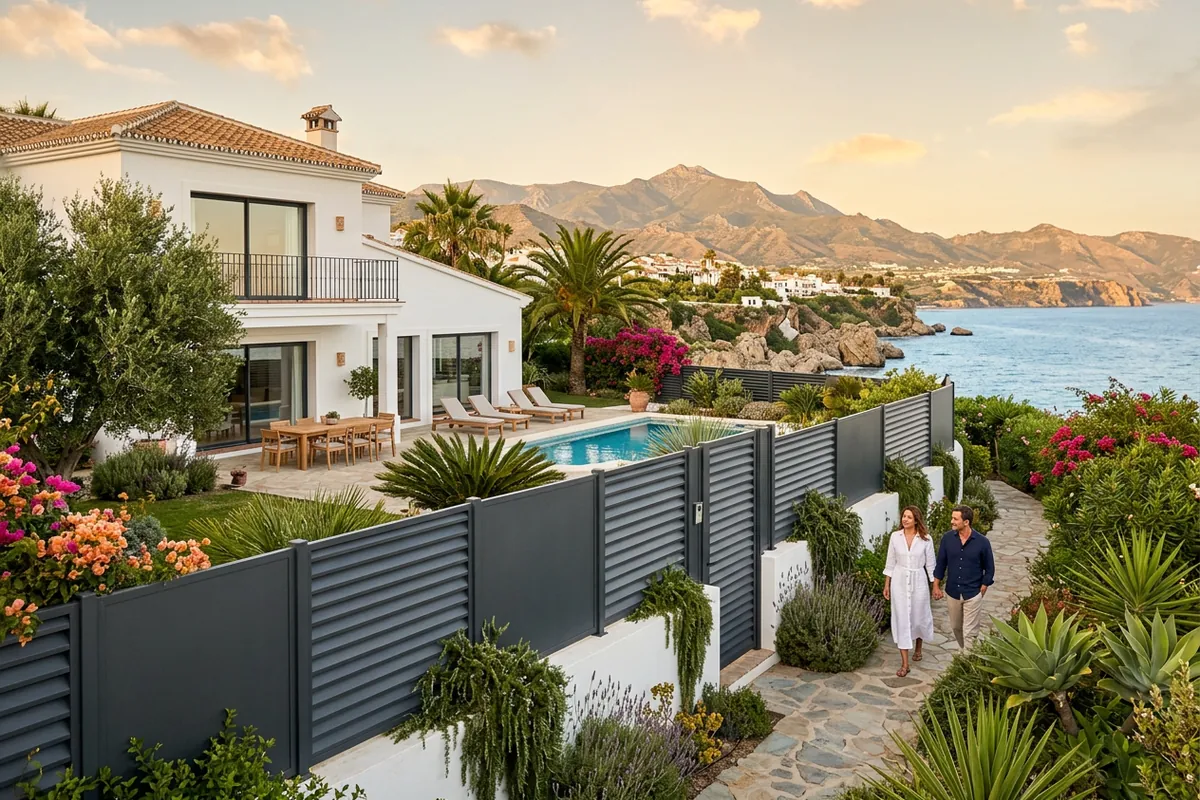 Gartenzäune & Sichtschutz-Einrichtung auf einer mediterranen Terrasse in Nerja, Costa del Sol