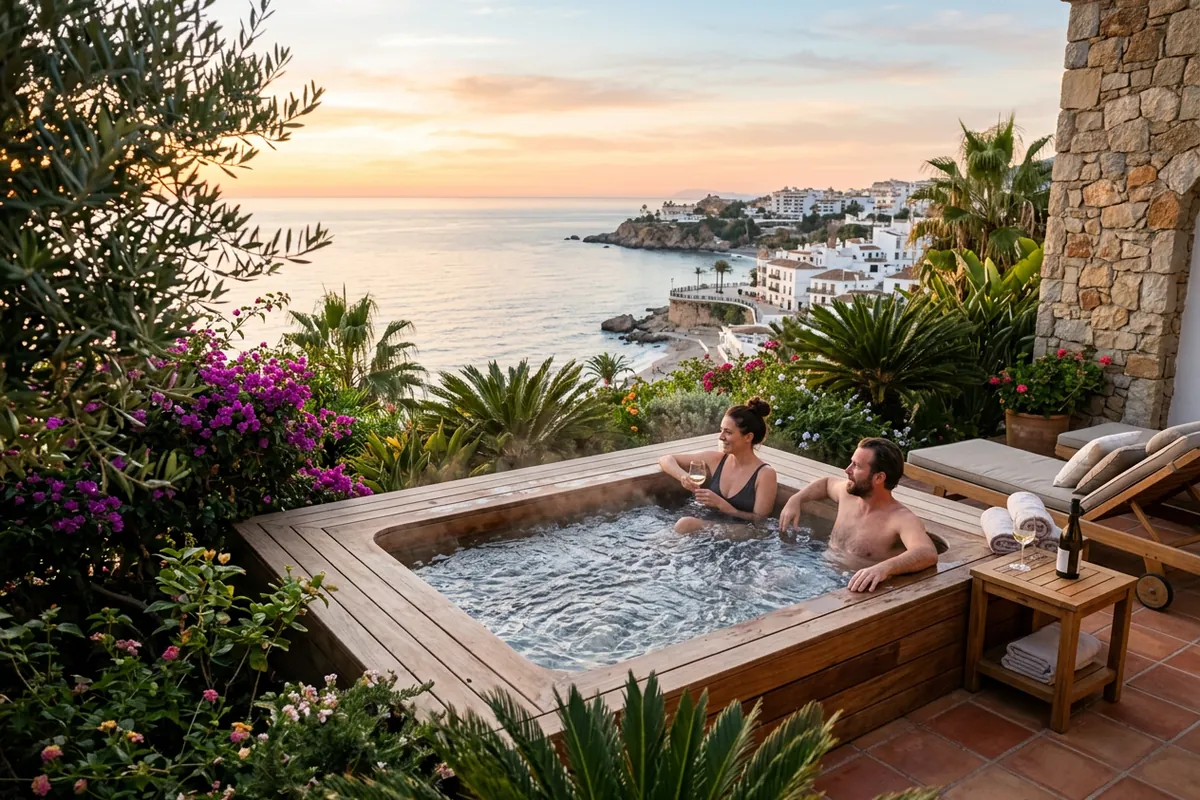 Whirlpools & Swim Spas-Einrichtung auf einer mediterranen Terrasse in Nerja, Costa del Sol