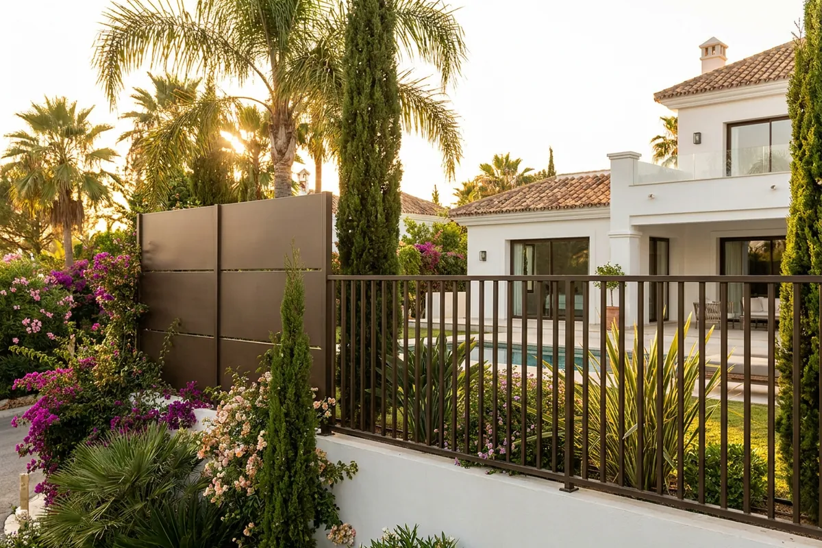 Gartenzäune & Sichtschutz-Einrichtung auf einer mediterranen Terrasse in Sotogrande, Costa del Sol