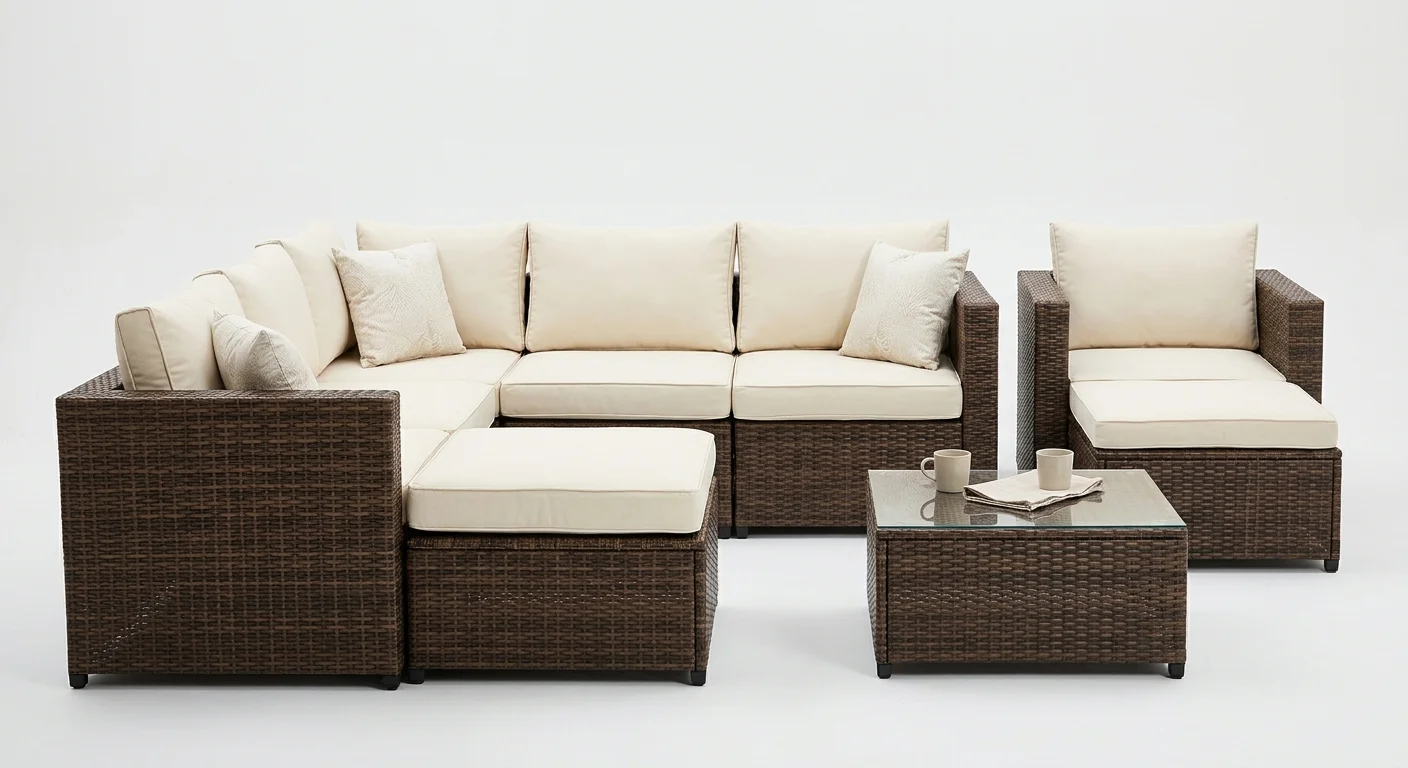 Outsunny 6-Piece Rattan Corner Sofa Set by Outsunny — available in Nerja from Costa del Sol Outdoors