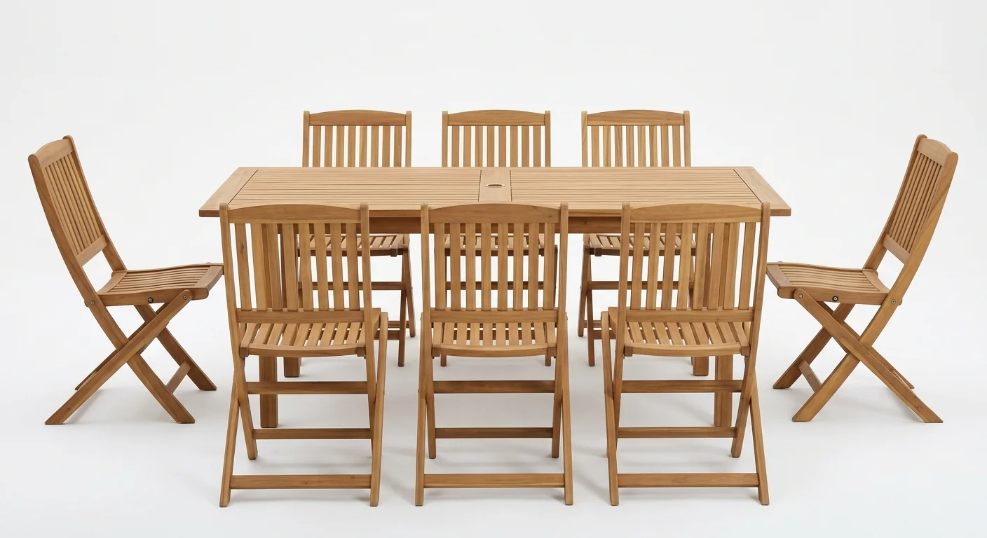 Outsunny 7-Piece Teak-Effect Dining Set by Outsunny — available in Nerja from Costa del Sol Outdoors