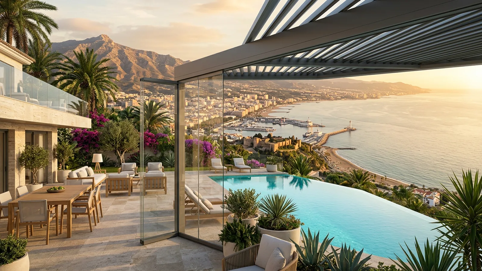 Keter Outdoor-Kochprodukte auf einer mediterranen Terrasse in Málaga, Costa del Sol