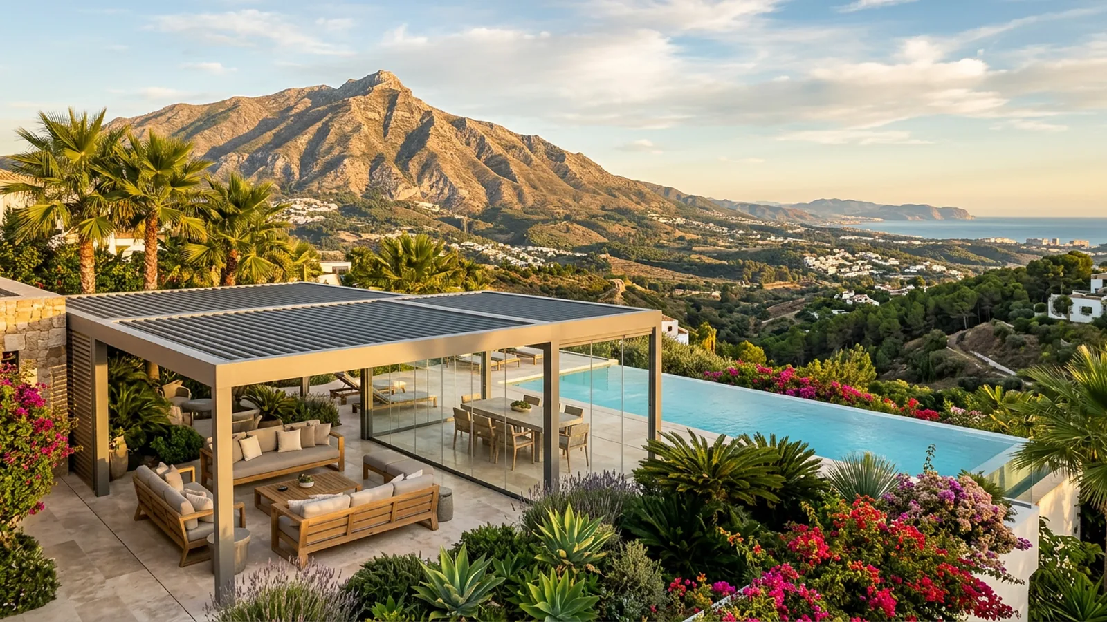 Keter Outdoor-Kochprodukte auf einer mediterranen Terrasse in Marbella, Costa del Sol